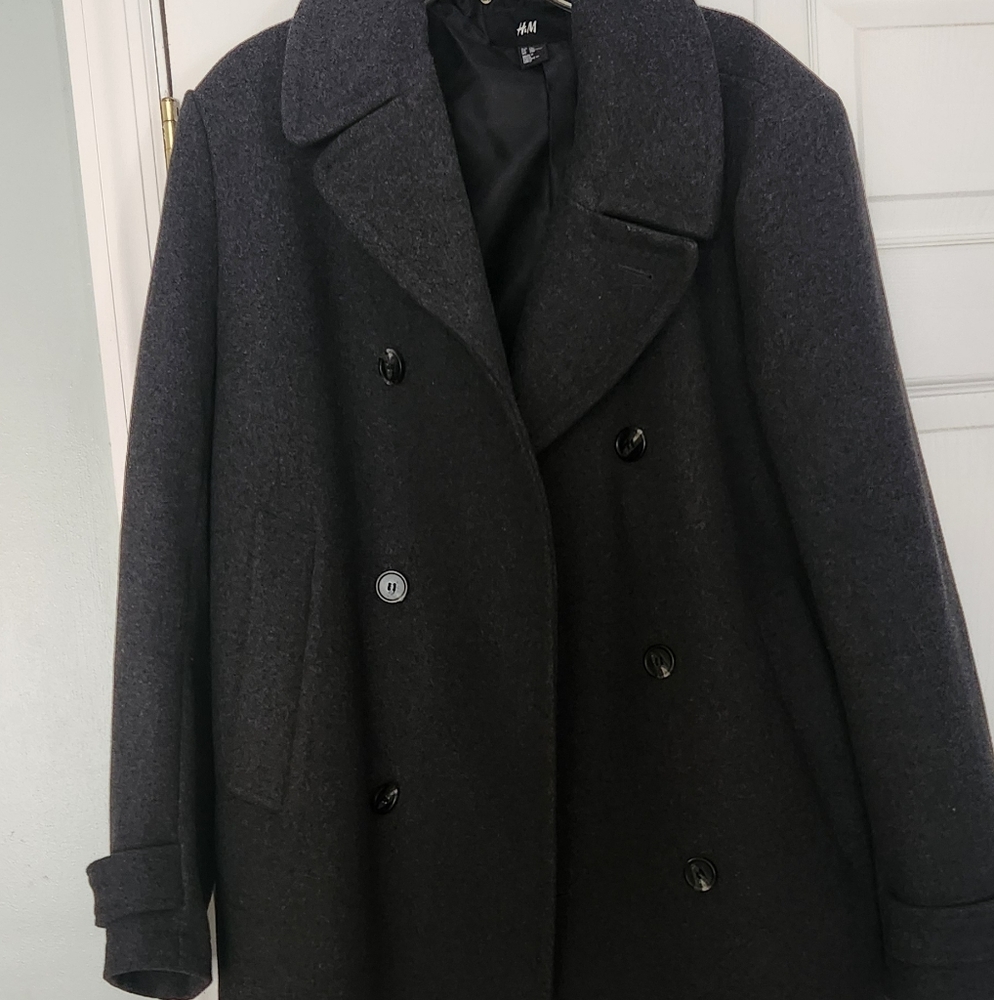 Men pea coat double breast button